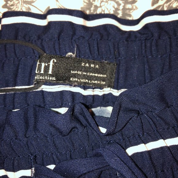 Zara Navy and White Striped Pants - Picture 2 of 3